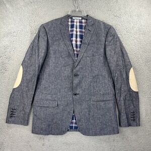Paisley & Gray Blazer Men Large Gray Sport Coat Jacket Linen Blend Elbow Patches
